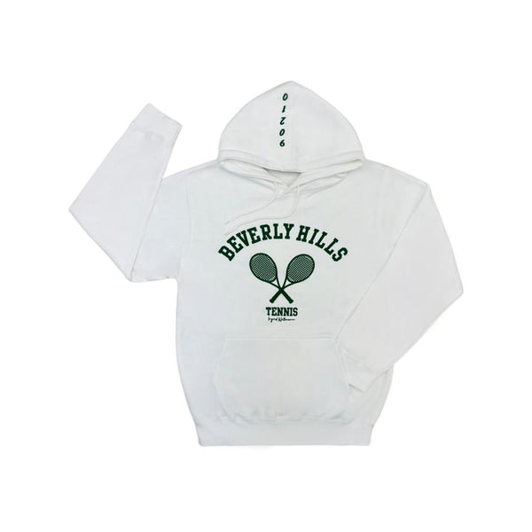 hoodie beverly hills racquets tennis white with green