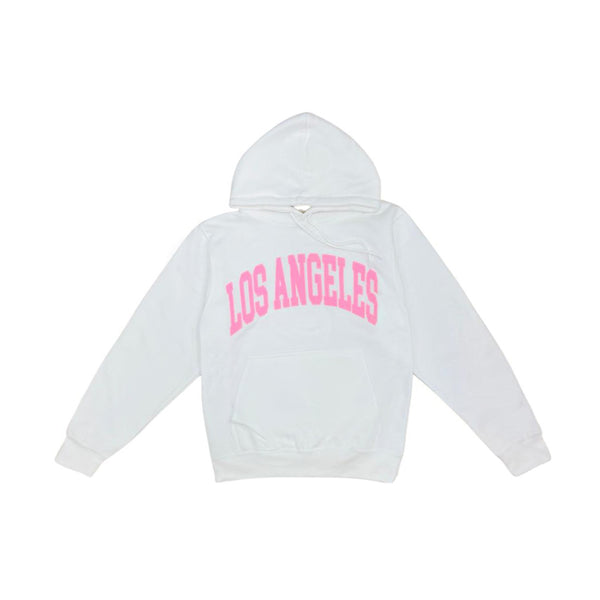 Los Angeles hoodie white with pink