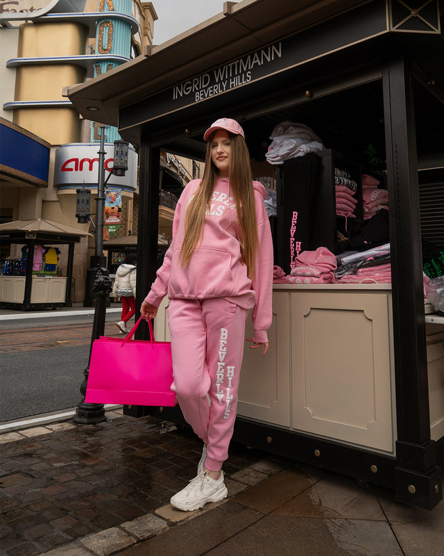Pink Beverly hills Set hoodie cap and pants Beverly hills