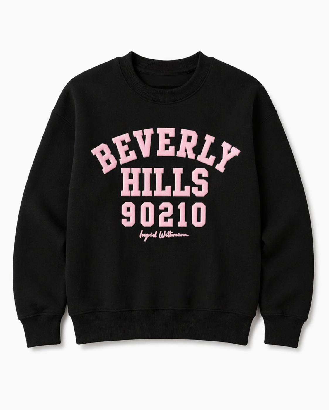 Beverly Hills Pullover Sweatshirt Black With Pink Puff – Wittmann