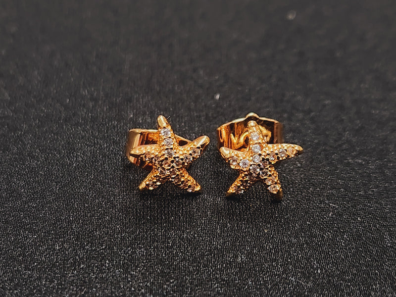 Gold Starfish Earrings | Gleaming Sea Star Ocean & Marine Jewelry, Regeneration, Prosperity, Resiliance Pendant, Valentine's Day Gift