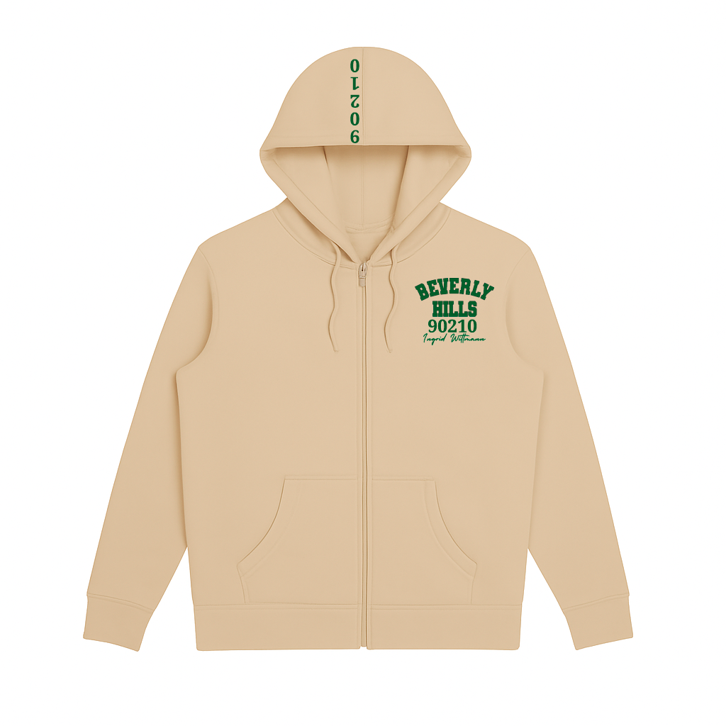 Tennis White Beverly Hills Zipper Sweater Beverly Hills Zipper 90210 With Green Letters