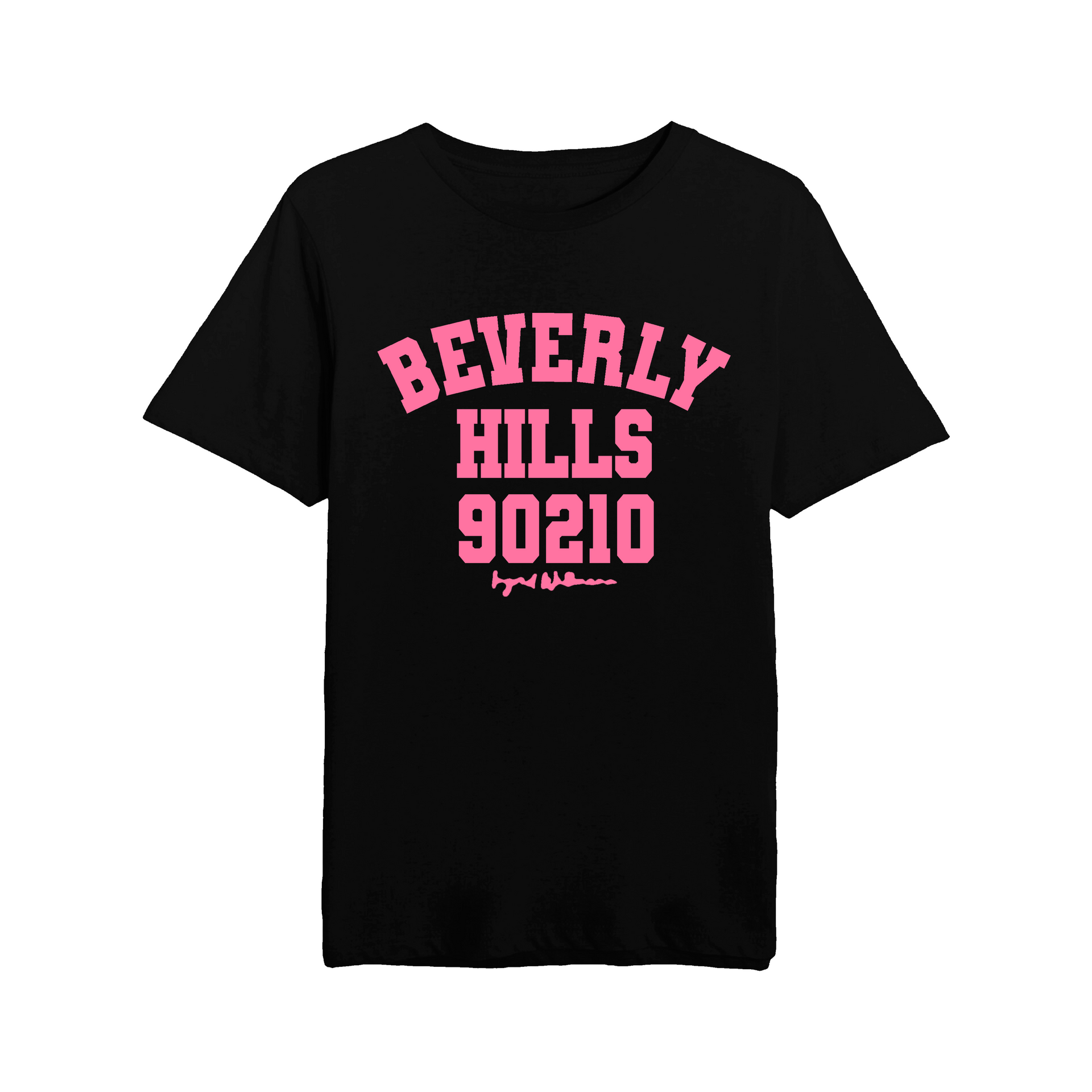 Beverly Hills 90210 T-Shirt Black with Pink Letters - Ingrid