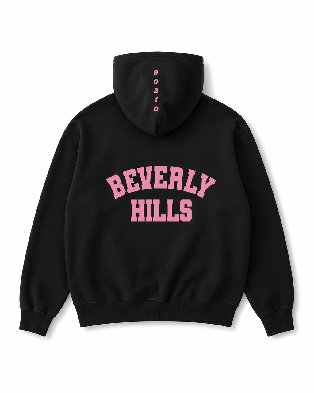 Black zipper hoodie with pink puff beverly ills original logo