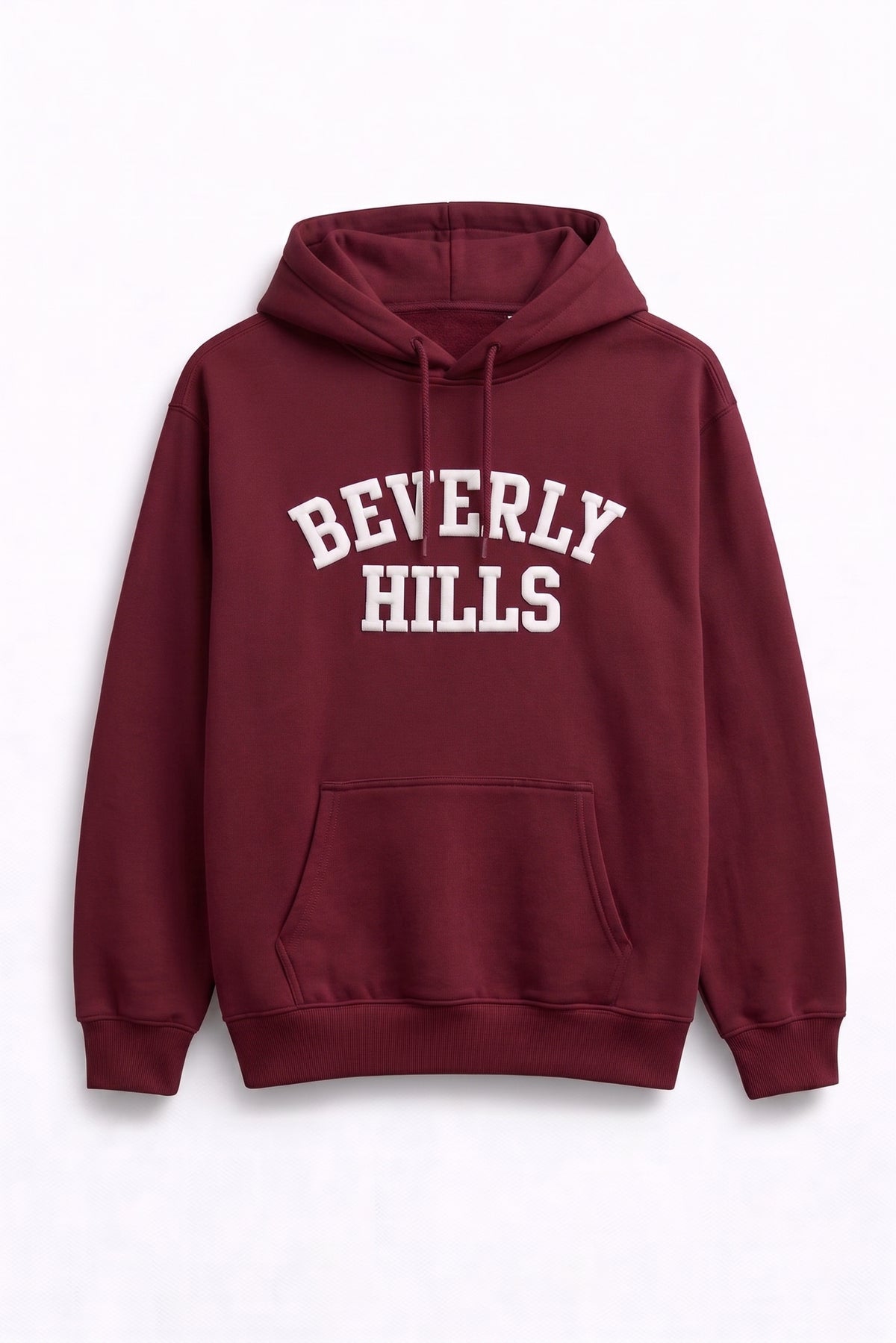 Beverly Hills Burgundy With White Hoodie Puff