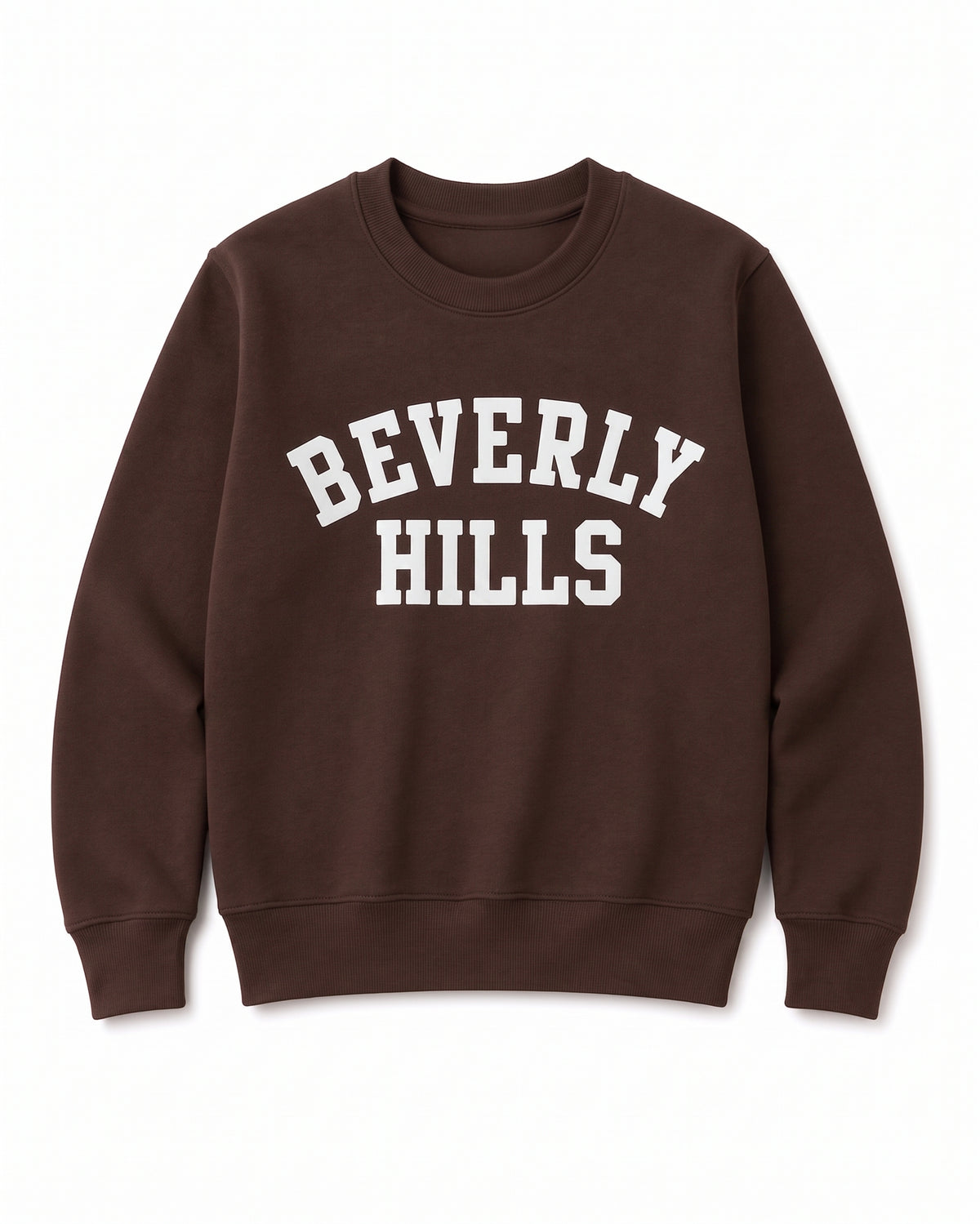 Beverly Hills Pullover Sweatshirt Brown Chocolate With White Puff