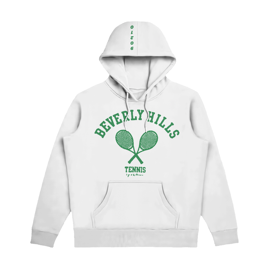 hoodie beverly hills racquets tennis white with green