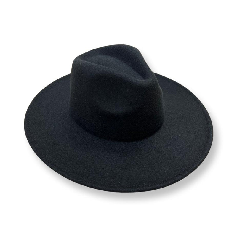 Black Wool Big Brim Jazz Fedora Hat