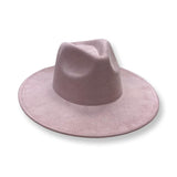 Pink Suede Large Eaves Top Fedora Hat