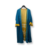 Blue With Gold Reversible Long Kimono