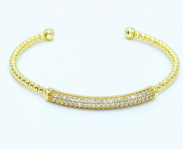 Dainty CZ pave rhodium Gold plated cuff | Crystal Bangle Bracelet | Cubic Zirconia Bangle | Gold Filled Bangle Bracelet