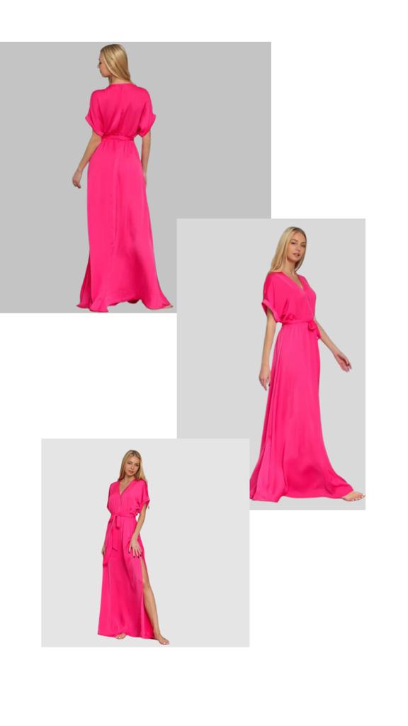 Collection Blushing Beauty: The Pink Kimono Sleeve Belted Maxi Dress