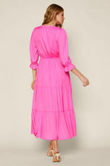 Back Pretty in Pink: The Ruffled Split Neck Dress