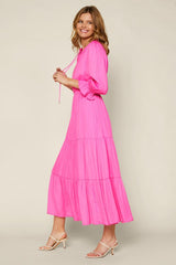Side Pretty in Pink: The Ruffled Split Neck Dress
