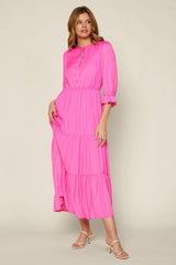 Pretty in Pink: The Ruffled Split Neck Dress