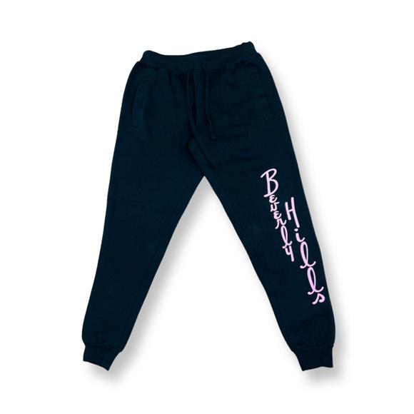 Black Joggers With Pink Beverly Hills