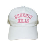 Beverly Hills Cap White Baseball Hat With Pink Embroidery Adjustable