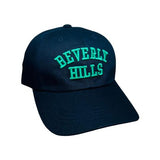 Beverly Hills Cap Black Baseball Hat With Green Embroidery Adjustable
