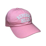 Beverly Hills Cap Pink Baseball Hat With White Embroidered Adjustable