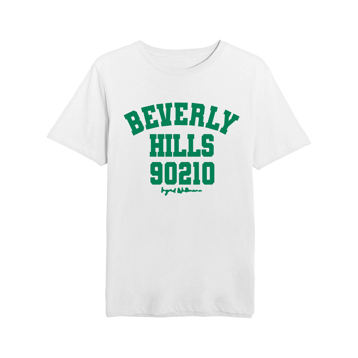 BEVERLY HILLS 90210 Tシャツ Beverly Hills 90210 T-Shirt White with Green Letters - Ingrid