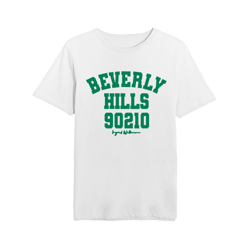 BEVERLY HILLS 90210 Tシャツ Beverly Hills 90210 T-Shirt White with Green Letters - Ingrid