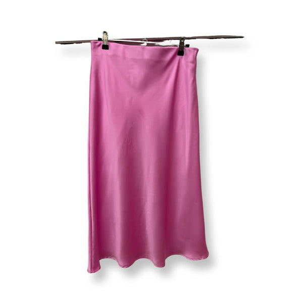 Light Pink Satin Midi Skirt