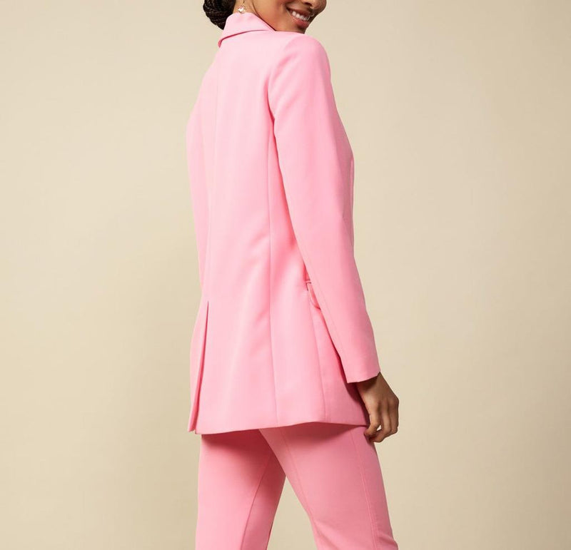 Stylish Pink SIDE Jacket Single-Breasted Blazer with Button