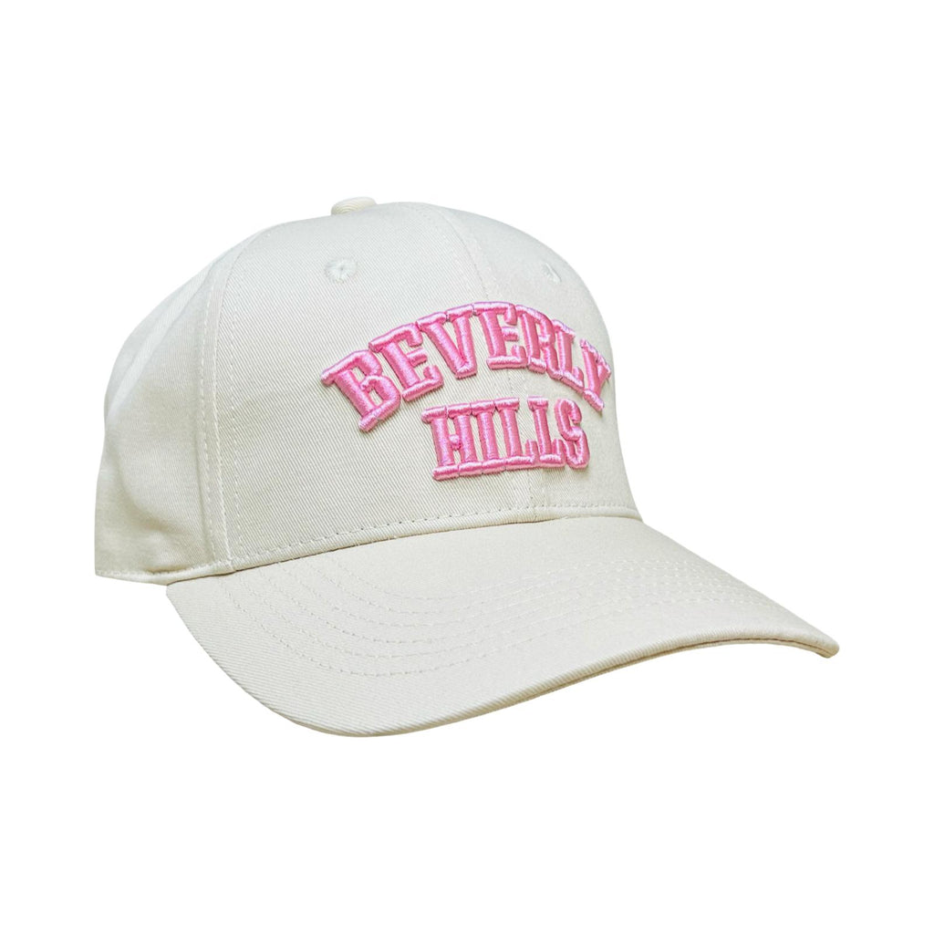 Beverly Hills Cap White Baseball Hat With Pink Embroidery Adjustable