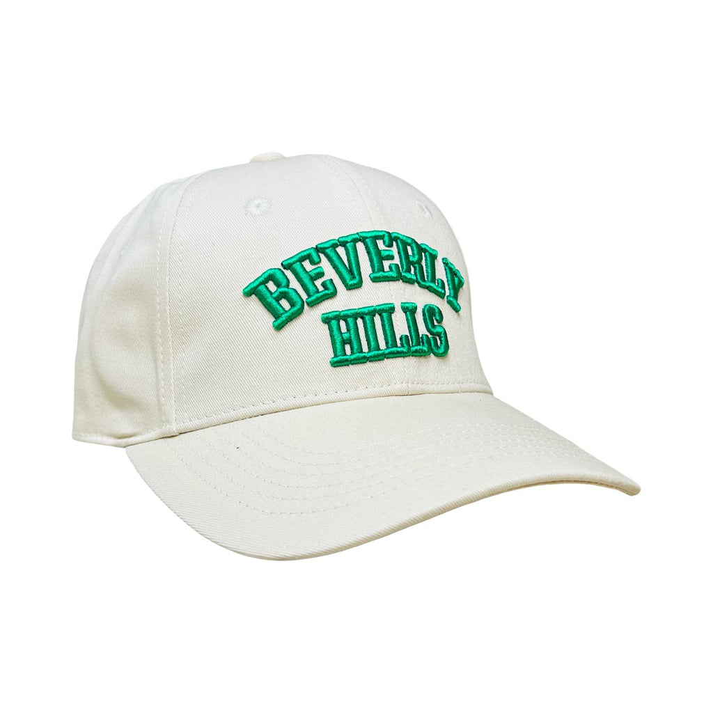 Beverly Hills Cap White Baseball Hat With Green Embroidery Adjustable
