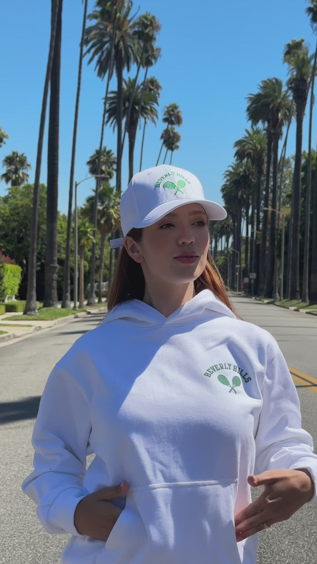 Beverly Hills Tennis heavyweight White with Green Puff Letters