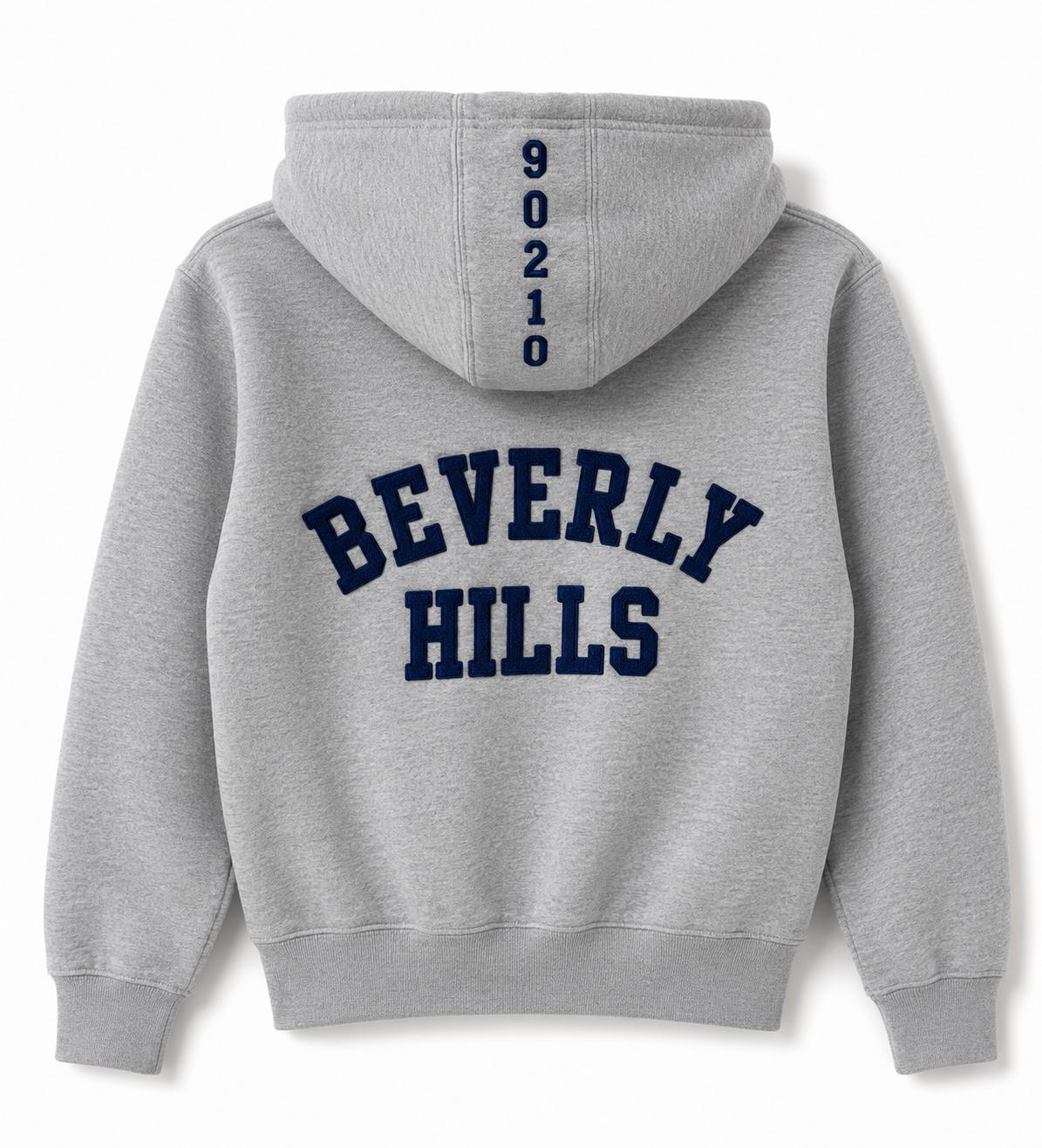 Heather Gray Beverly Hills Zipper Sweater Beverly Hills Zipper 90210 With Blue Letters