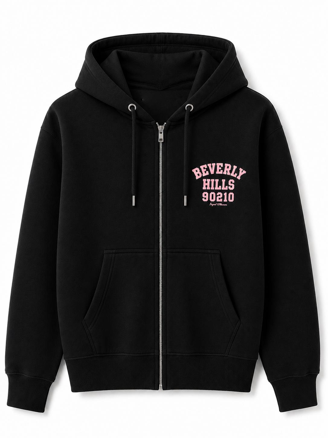 Black Beverly Hills Zipper Sweater Beverly Hills Zipper 90210 With pink Letters
