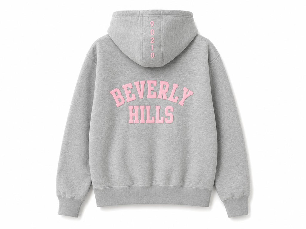 Heather Gray Beverly Hills Zipper Sweater Beverly Hills Zipper 90210 With Pink Letters