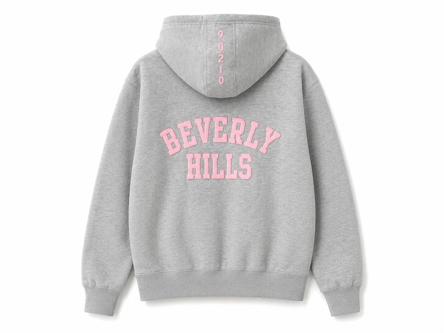 Heather Gray Beverly Hills Zipper Sweater Beverly Hills Zipper 90210 With Pink Letters