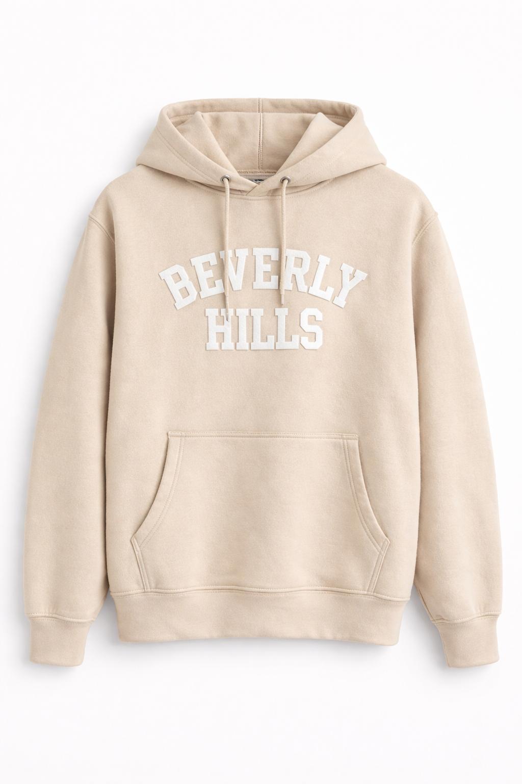 Beverly Hills Sand shell With White Hoodie Puff