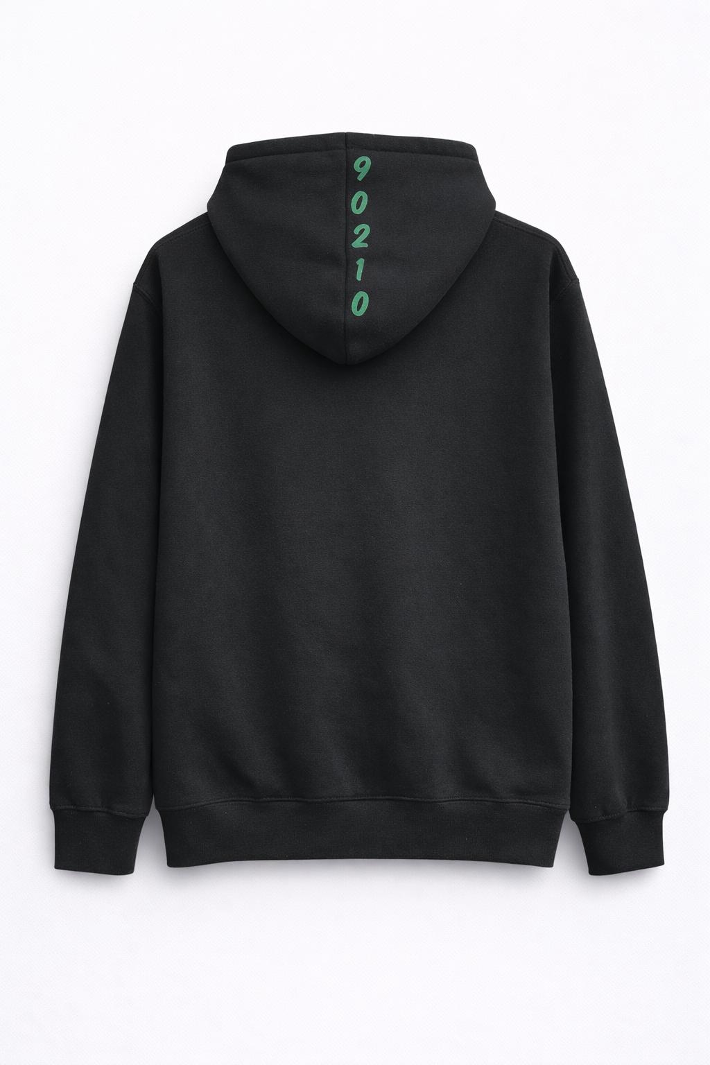 Beverly Hills Black With Green Puff Hoodie