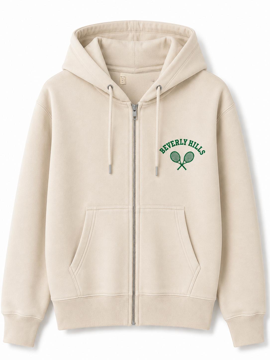 Tennis White Beverly Hills Zipper Sweater Beverly Hills Zipper 90210 With Green Letters