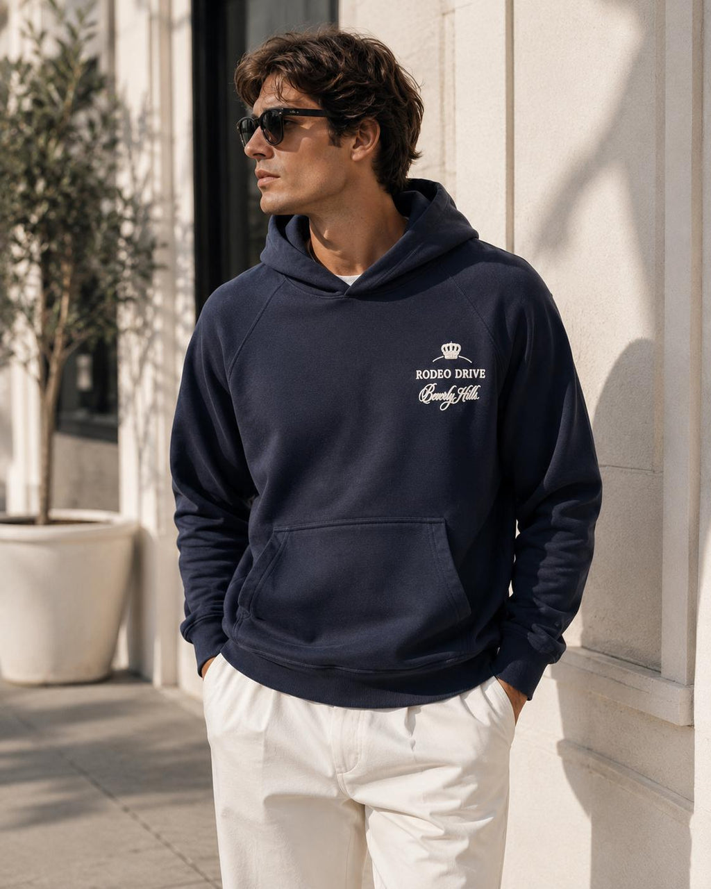 Members Only Rodeo Drive 100% Organic Cotton Premium Navy Blue Hoodie 500 Gsm