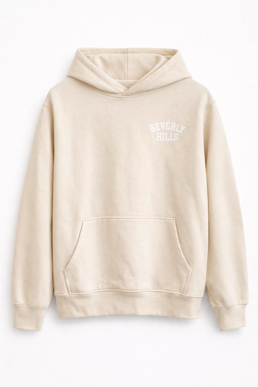 Beverly Hills Heavyweight Hoodie Sandshell With White