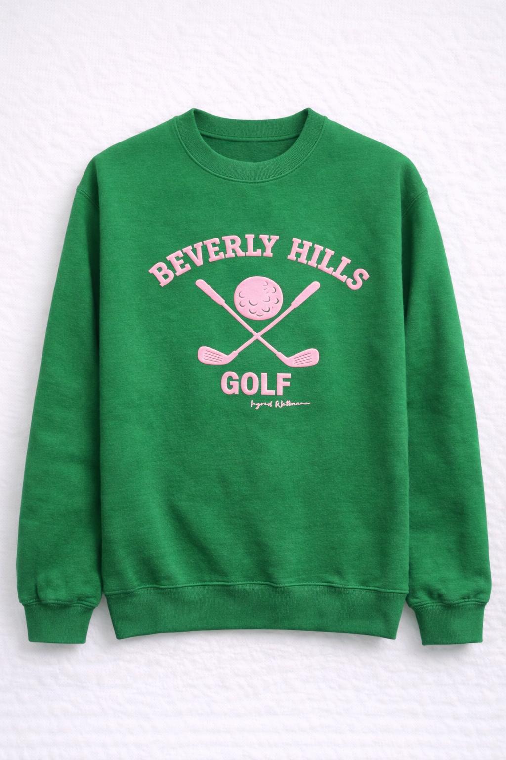 Beverly Hills Sweatshirt Golf green With pink puff