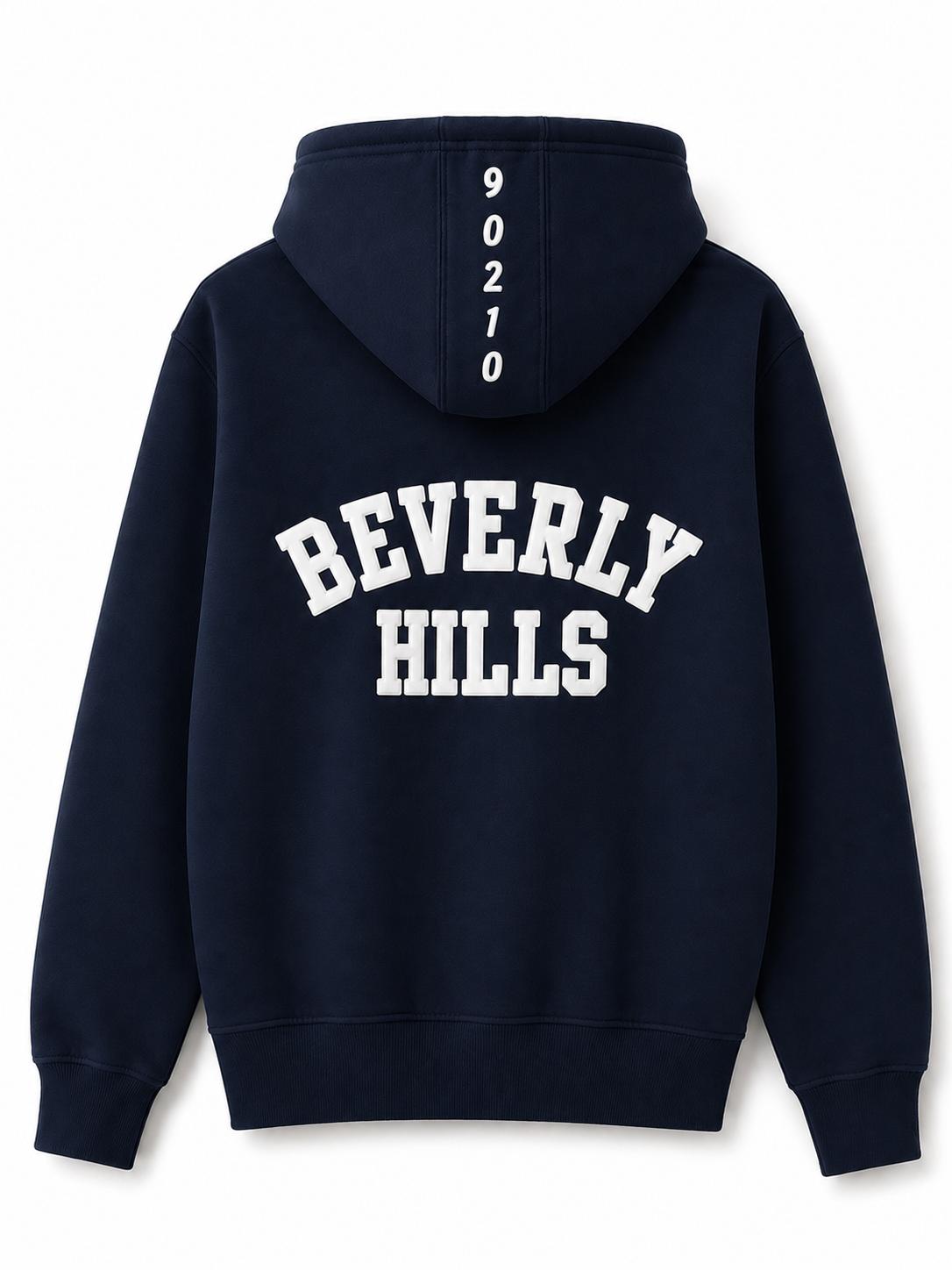 Blue Navy Beverly Hills Zipper Sweater Beverly Hills Zipper 90210 With White Letters