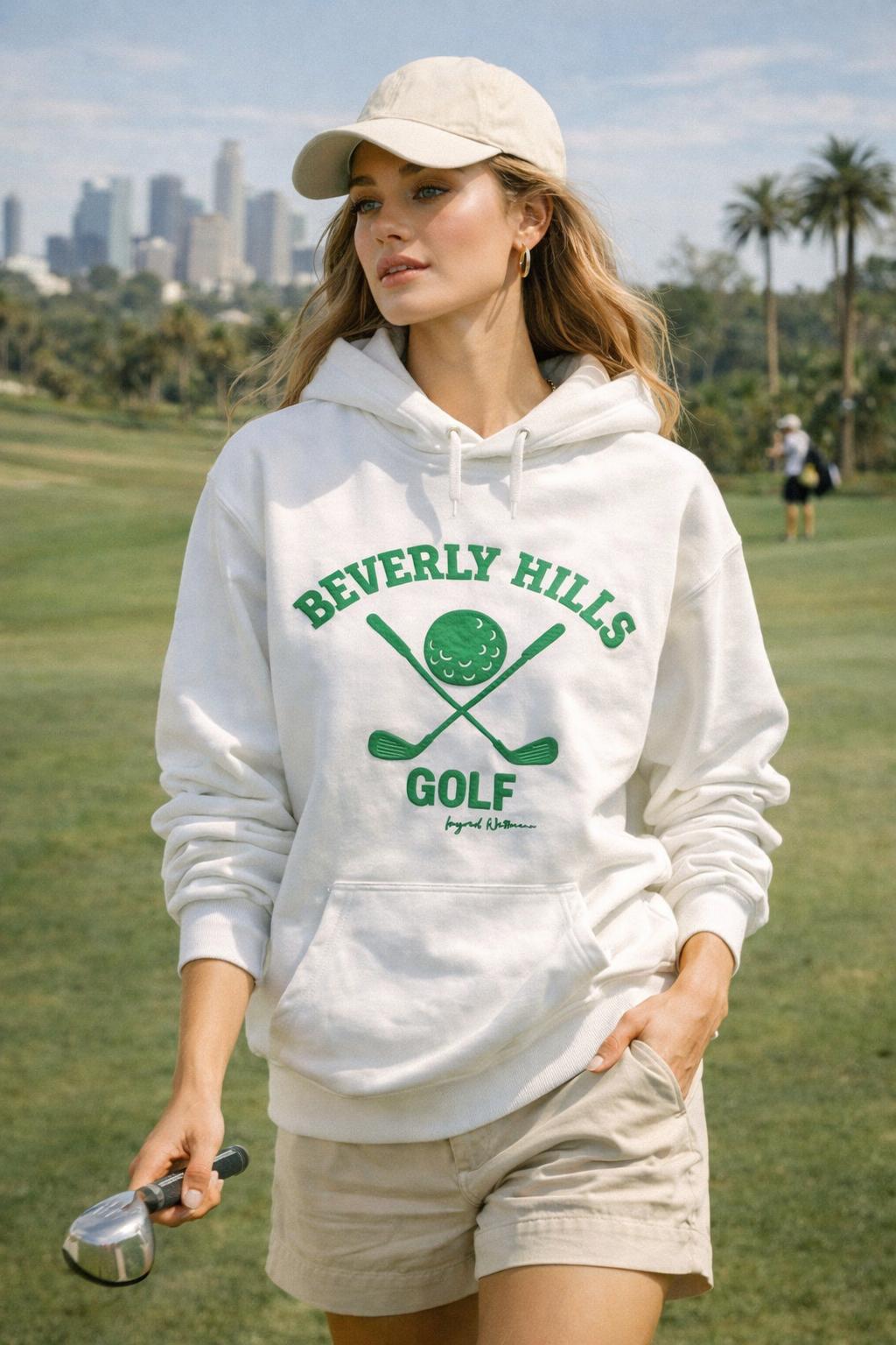 Beverly Hills Sweatshirt Golf White With Green Puff