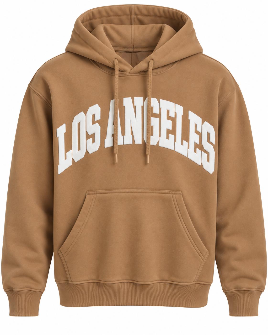 Los Angeles Tan with White Puff Hoodie