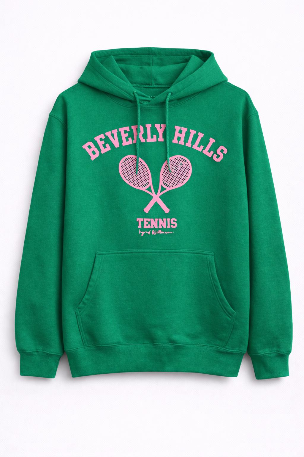 Beverly Hills Tennis With Green Letters Hoodie