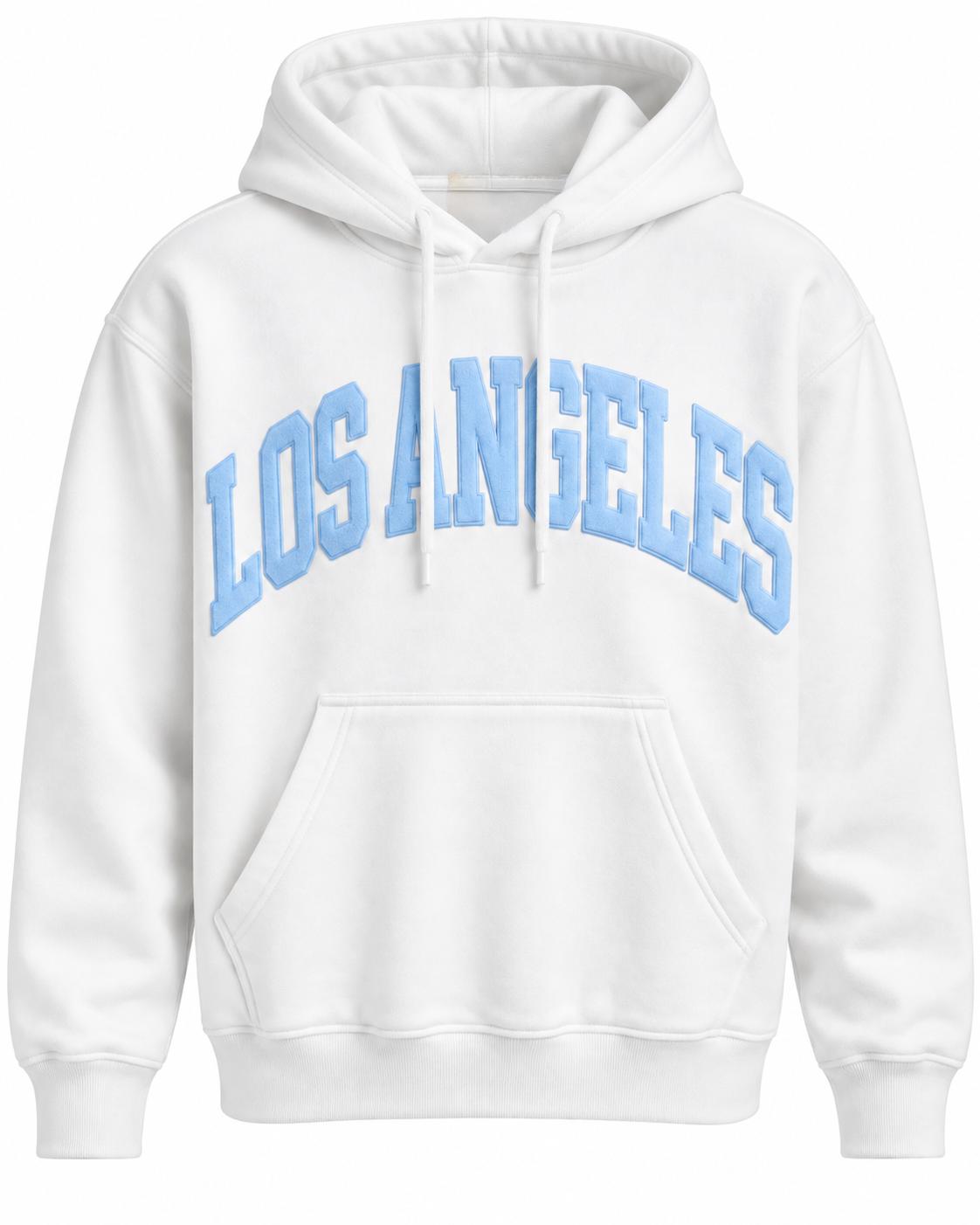 Los Angeles White with Blue Puff Hoodie