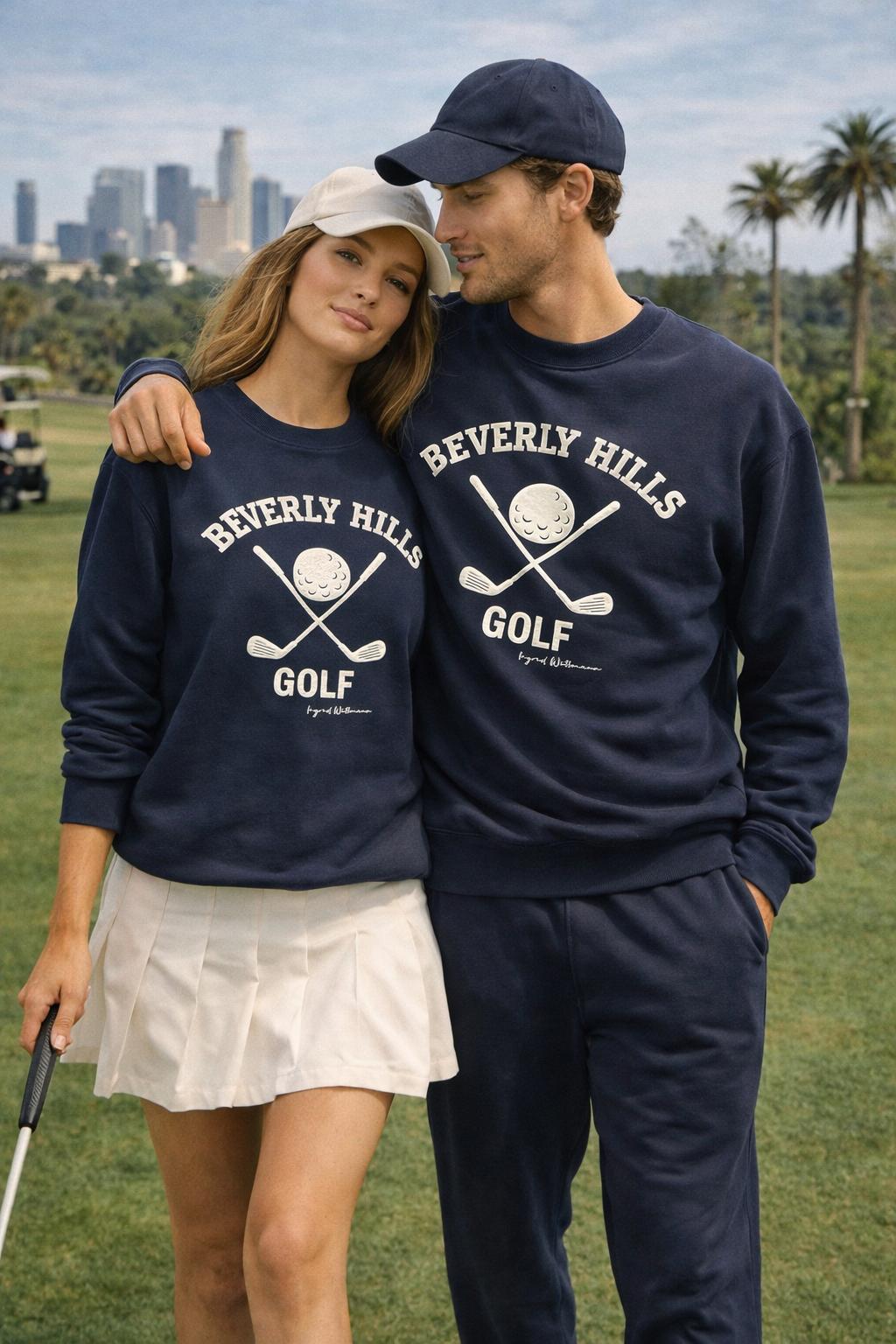 Beverly Hills Sweatshirt Golf Blue With white puff