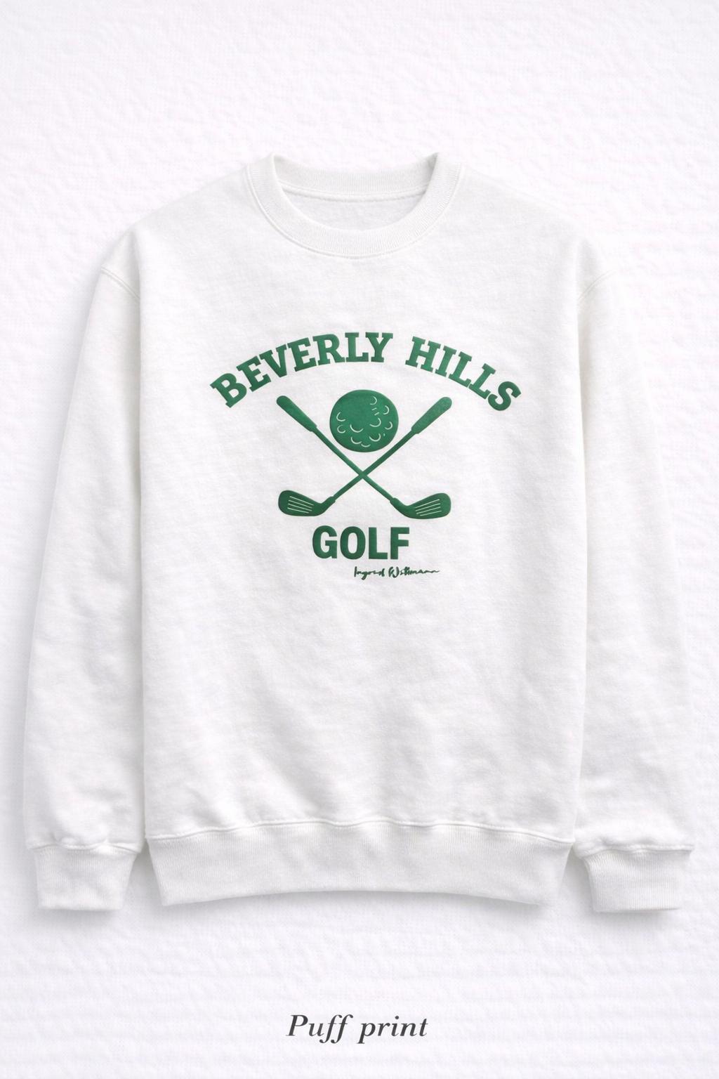 Beverly Hills Sweatshirt Golf White With Green Puff