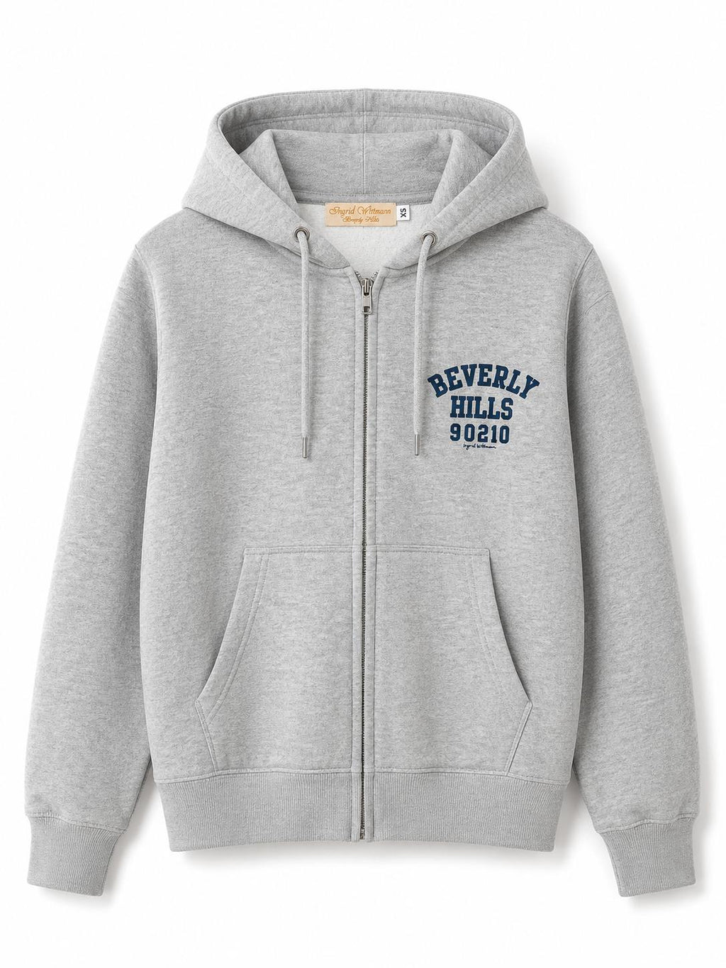 Heather Gray Beverly Hills Zipper Sweater Beverly Hills Zipper 90210 With Blue Letters