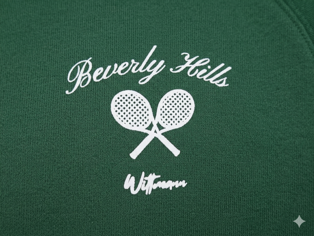 Members Only Tennis 100% Organic Cotton Premium Green Hoodie 500 gsm