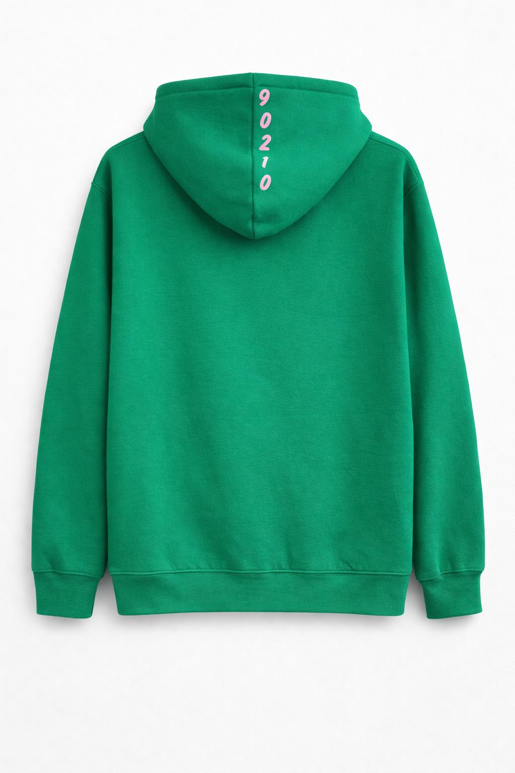 Original Beverly Hills Hoodie Green kelly with Pink Puff Letters
